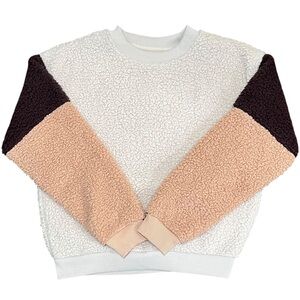 American Eagle Womens Sherpa Crew Pullover Fleece Color Block Women’s XS